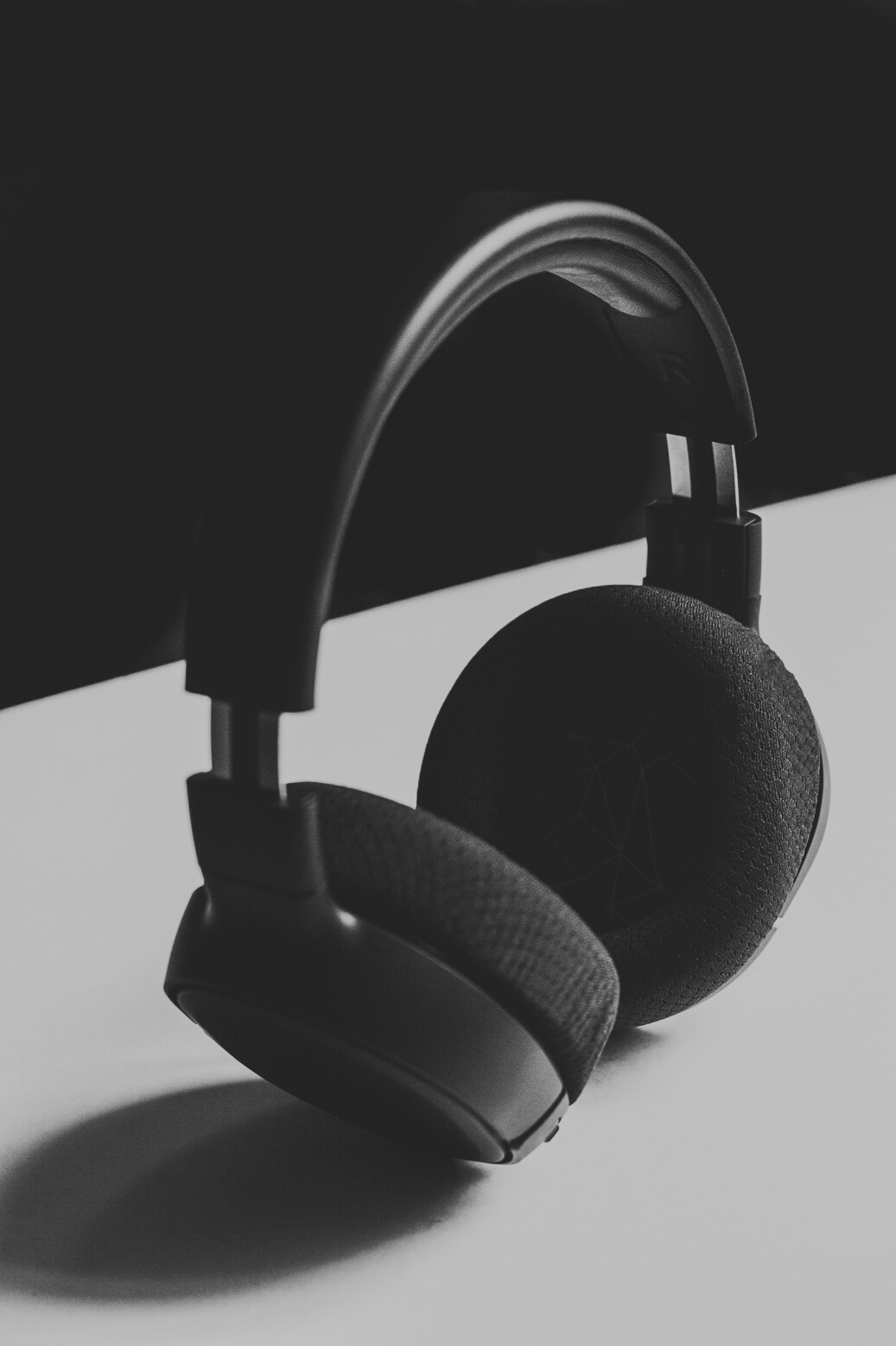 Headphones on Black and White Background